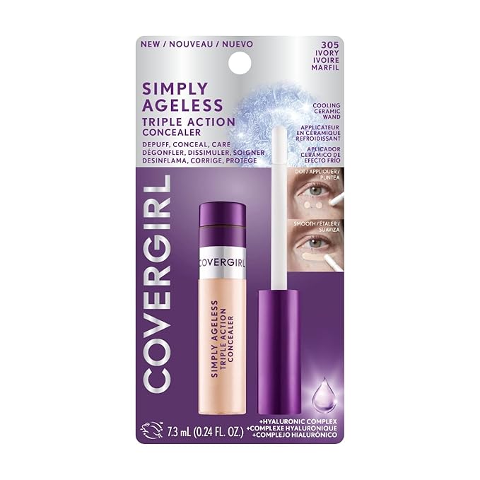 COVERGIRL Simply Ageless Triple Action Concealer, Ivory, Pack of 1