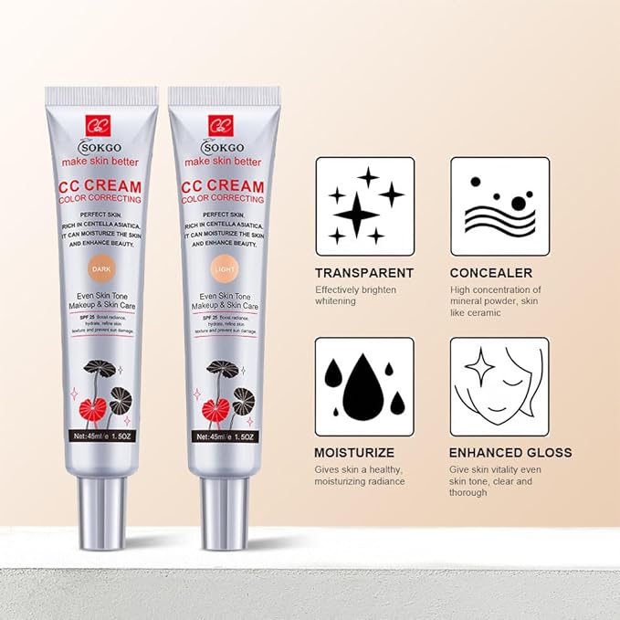 Color Correcting CC Cream with Centella Asiatica, Full-Coverage