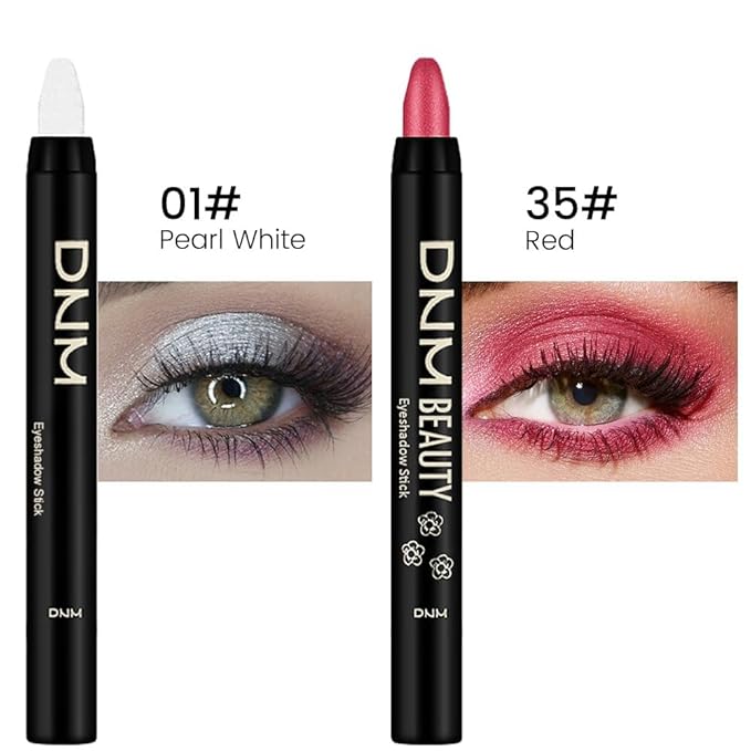 evpct 2Pcs Cream Eyeshadow Sticks Set for Eyes Waterproof, Pearl White Shimmer & Red Shimmer Matte Eye shadow Stick Pencil Pen Bulk sombras en crema para ojos 01+35