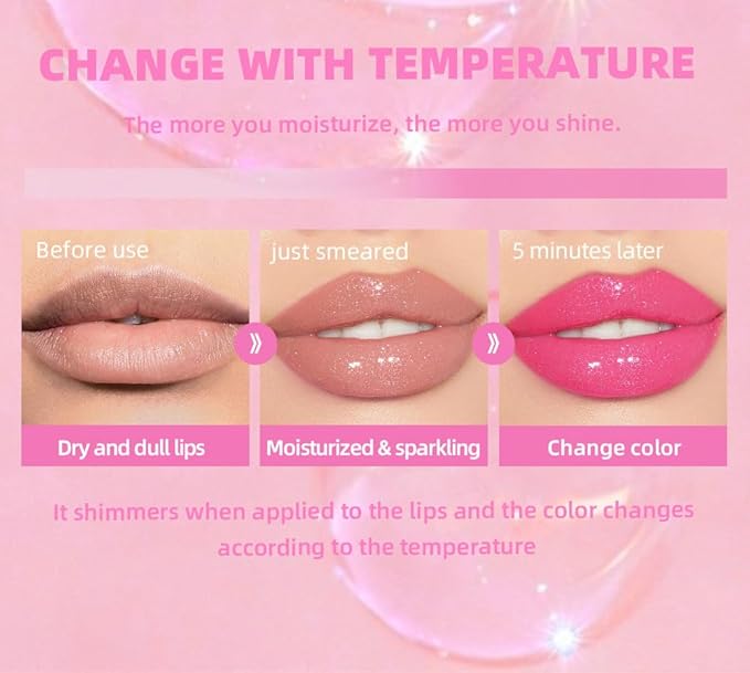 Magic Color Changing Lip Oil, Moisturizing Lip CareNon-Sticky Magic