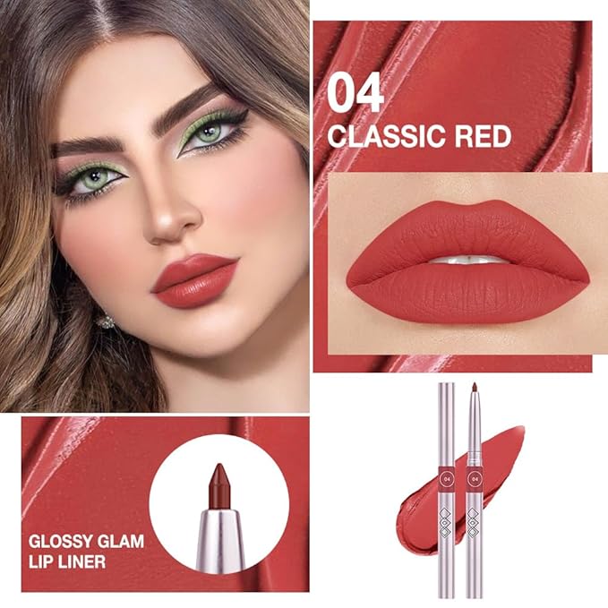 evpct Silky Smooth Lip Liner Pencil Retractable, Ruby Red Lip Liner Creamy Long-Lasting Formula for Precision Contouring Matte Velvet Pigmented Rich Lip Colors Crayon Lipstick 04