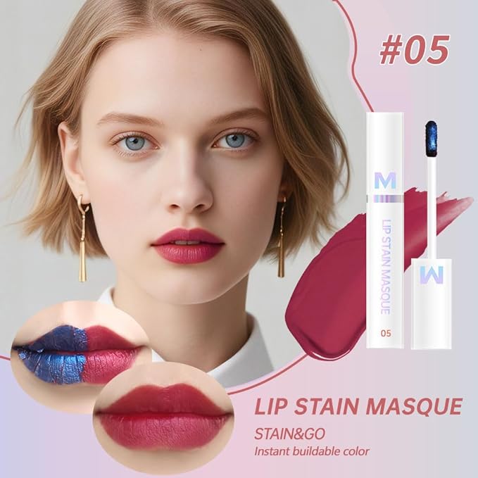 Matte Lip Gloss Peel Off Masque - Peel Off Lip Stain Tattoo, Mauve Peel Off Lip Tint，Long Lasting Waterproof Transfer-proof Lip Mask Lip Stain Peel Off Lip Gloss,Stay Lip Makeup 05#