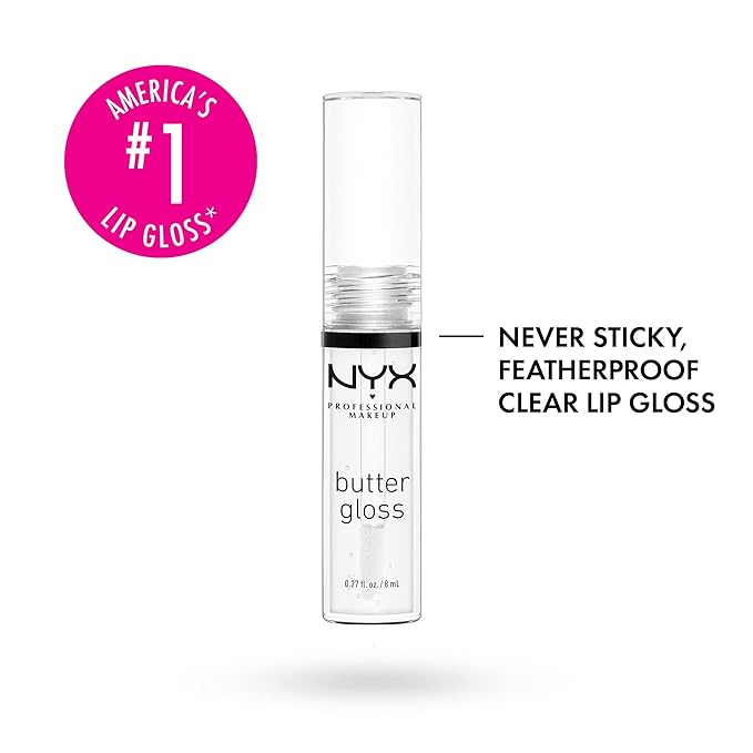 NYX PROFESSIONAL MAKEUP Slim Lip Pencil (Peakaboo Neutral) + Butter Gloss (Sugar Glass, Clear), 3-Pack Bundle