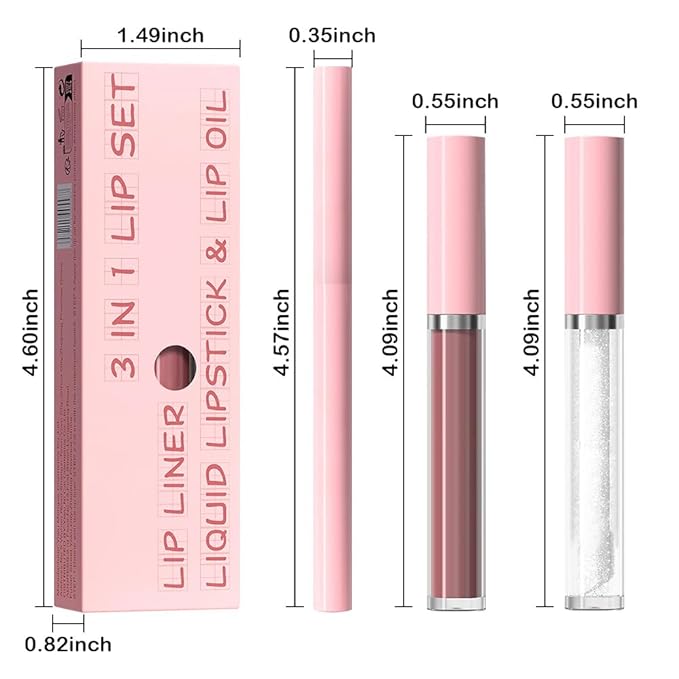 3-in-1Mocha Brown Matte Lip Stain Kit | Waterproof Lip Liner + Hydrating Matte Lip Gloss + Nourishing Lip Oil | Long Lasting Plumping to Create Perfect Lip Makeup.10#