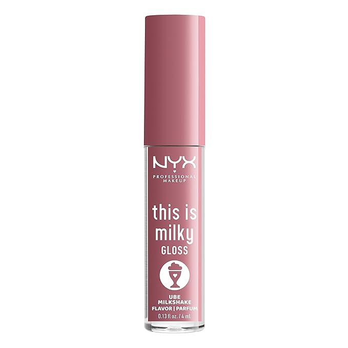 NYX PROFESSIONAL MAKEUP This Is Milky Gloss, Lip Gloss with 12 Hour Hydration, Vegan - Ube Milkshake (Mauve Purple)