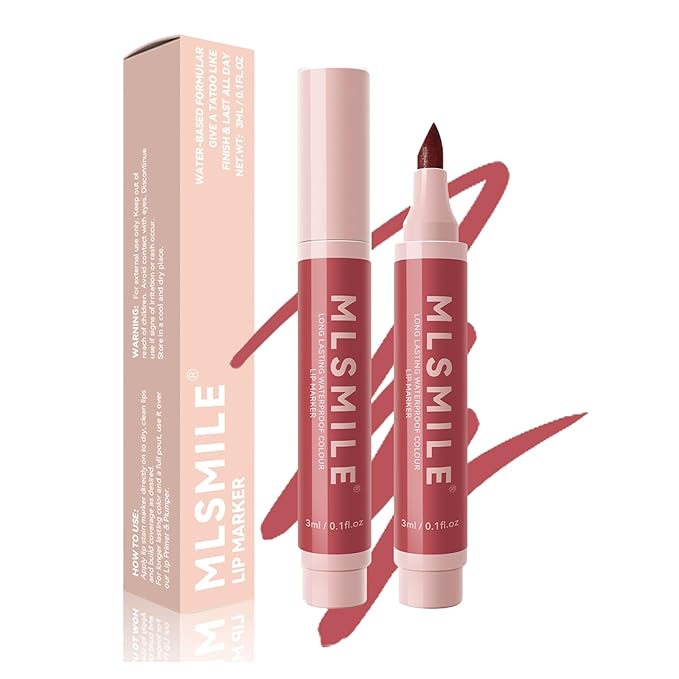 Lip Tint Marker Lightweight Lip Stain, Hydrating And Waterproof Long Lasting Non-Stick Cup Lip Stain Liquid Pen Matte Lip Marker Smudge Proof Matte Lipstick Precise Lip Liner for Women (03# L PINK)