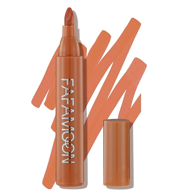 Lip Stain Marker,Nude Orange Lip Tint Stain Pen Orange