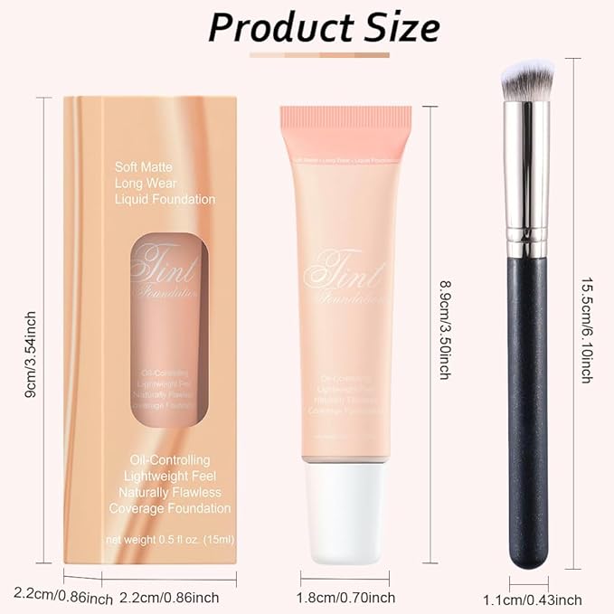 2 Pack Liquid Foundation Cream with Foundation Brush
