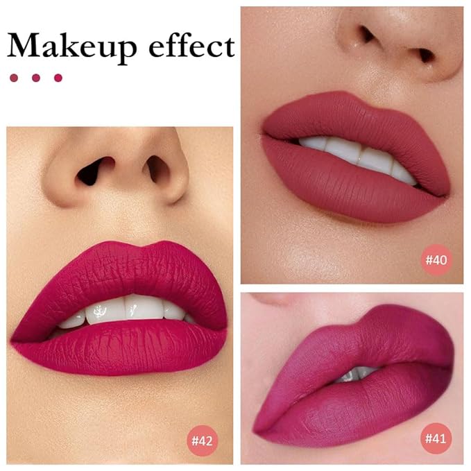 evpct 3Pcs Mauve red Berry pink Rose red Matte Liquid Lipstick Sets for Women 24-hour Matte+Lipstick Lipstick Lip Stain Gloss Long Lasting 24 Smudge Waterproof