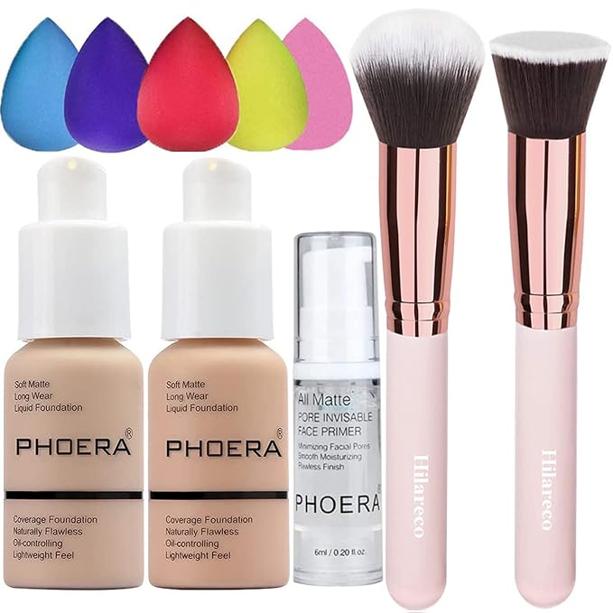 PHOERA Foundation 102 and 103 & Face Primer,Liquid 30ml