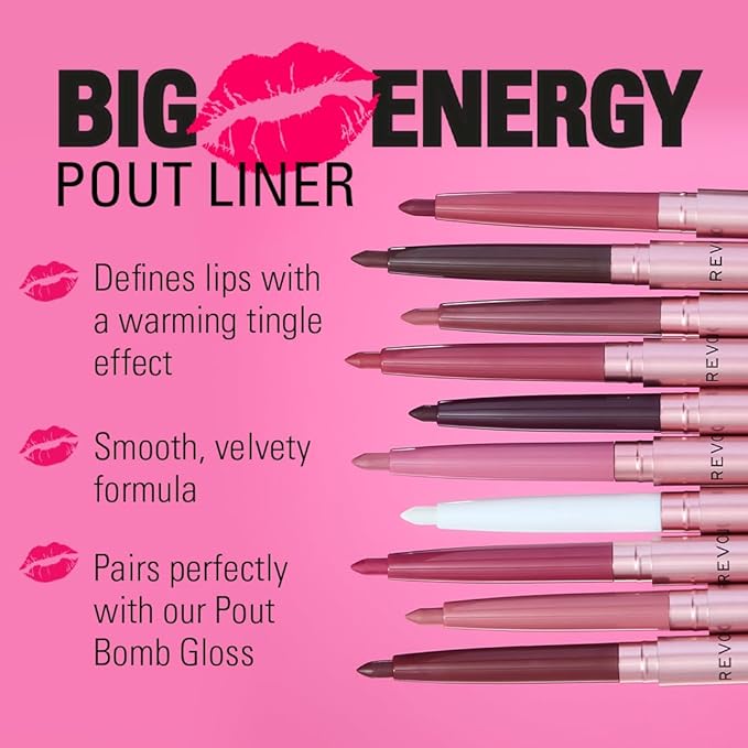 Revolution Beauty, Pout Bomb Plumping Lip Liner, Long Lasting Lip Shaper with Hyaluronic Acid & Vitamin E, Vegan & Cruelty-Free, Cool-Toned Pink