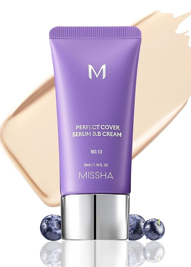 MISSHA M PERFECT COVER SERUM BB CREAM No.13 Light Fair- Fair with Cool Undertone, Skin Tint, Tinted Moisturizer, Skin Care Foundation Makeup, Superfood Complex, Glass Skin, Korean Makeup,1.18 Fl oz