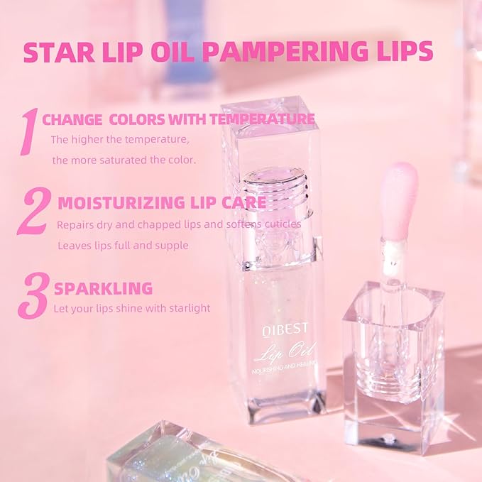 Magic Color Changing Moisturizing Lip Glow Oil Plumping Glimmer Glow Lipstick, Hydrating Lip Gloss Lip Care, Long Lasting Non-sticky Fresh Texture Lip Oil (Color Changing 05)