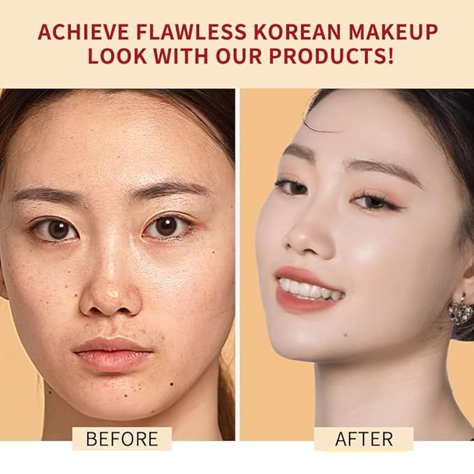 Flawless Glass Skin with Cushion Foundation - Long-lasting, lvory, ) 18g