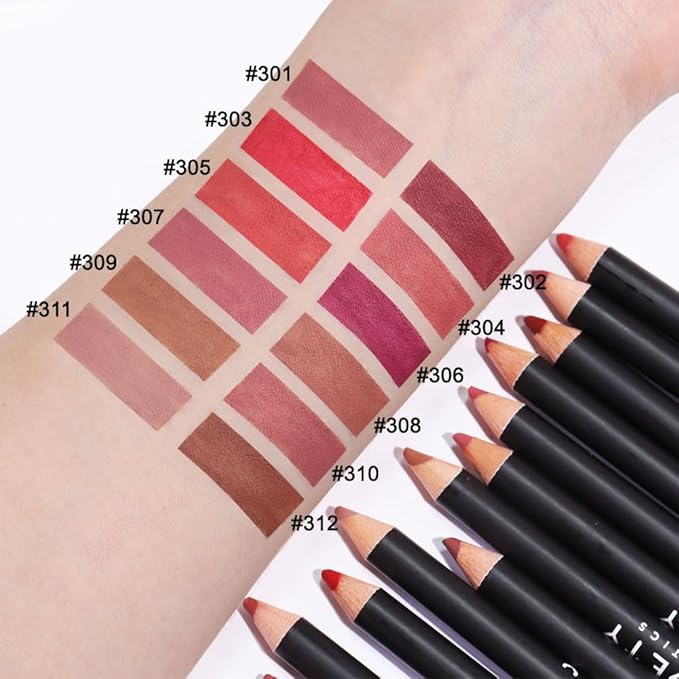 2 Pcs Natural Nude Brown Beige Colors Lip Liner Lipstick Pencils Set for Daily Makeup,Easy to Apply & Remove,Waterproof