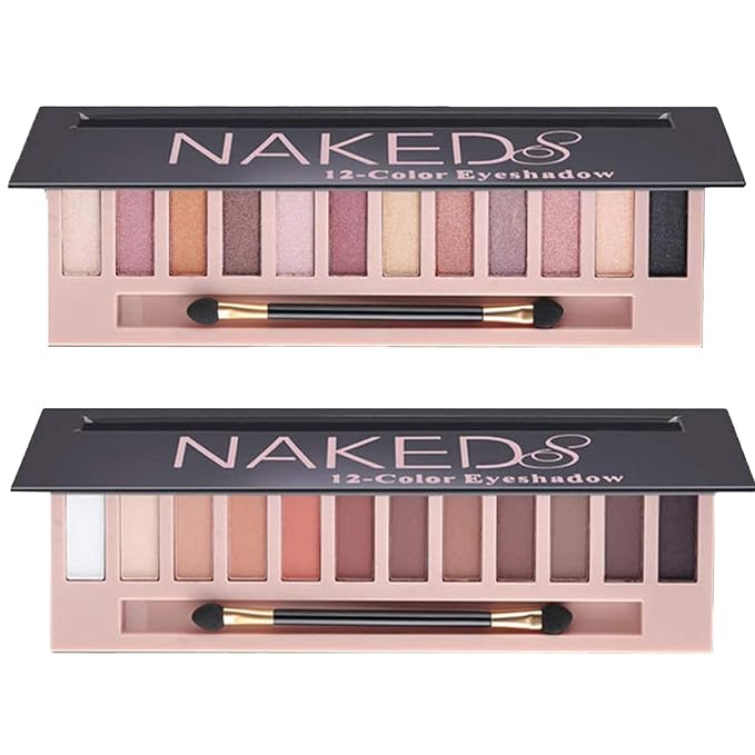 2 Pcs 12 Colors Eye Shadow Palette,Nude Matte
