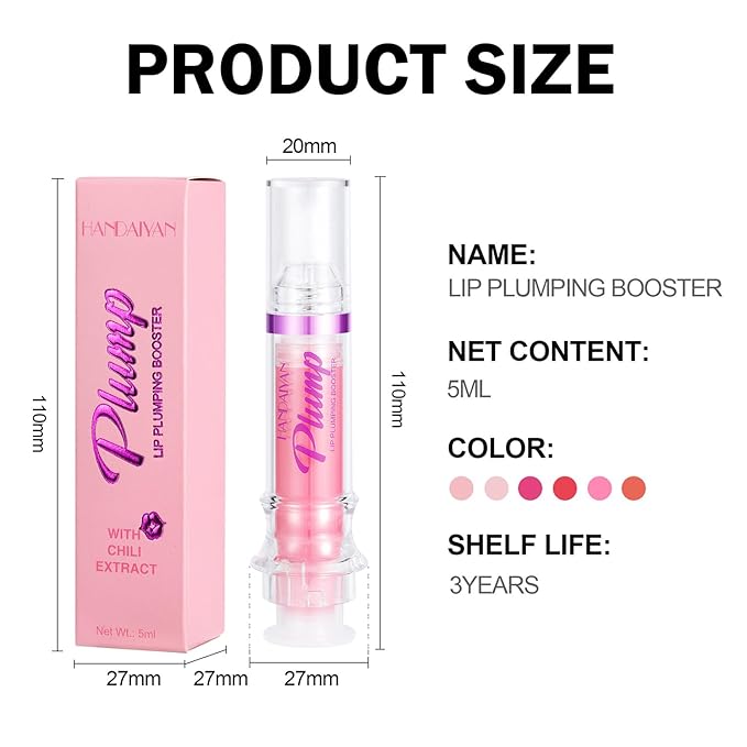 6 Colors Lip Plumper, Hydrating & Smooth Lip Wrinkles, Enhancing Plump Effect for Fuller Lips High Shine Lip Glaze Long Lasting Nourishing Lip Plumper for Women Girls (# 04)