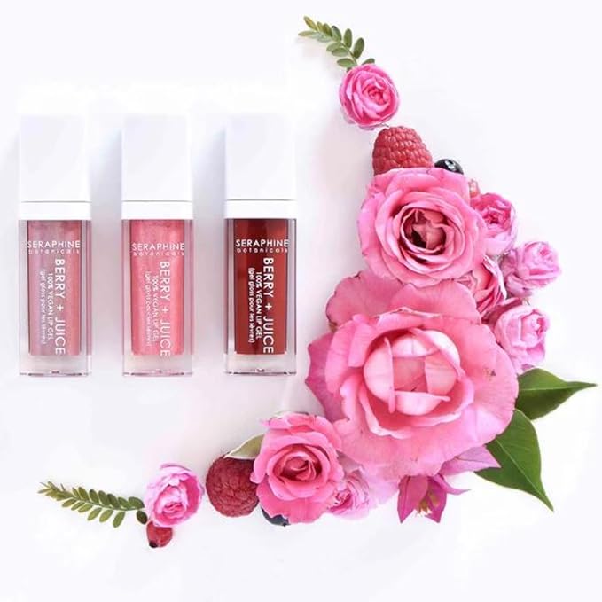 Seraphine Botanicals Berry + Juice - 100% Vegan Lip Gel Tinted Gloss 0.20 fl oz (Rose Currant)