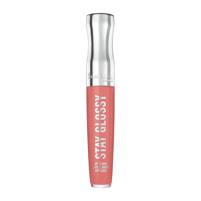 Rimmel London Stay Glossy, 470 Perfect Peony, Lip Gloss, Non-Sticky, Color and Shine, Up To 6-Hour Wear, Precise Applicator, 0.18oz