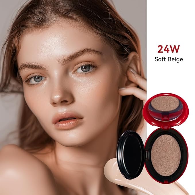 Flawless Glass Skin with Cushion Foundation - Long-lasting, Beige, ) 18g