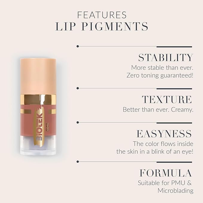 Biotek Lip Pigment for Permanent Makeup - Brownish Color for Lip - Made in Italy - Glace 0,24 fl.oz.