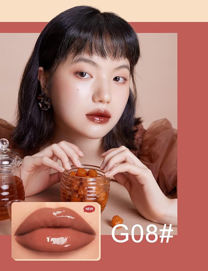 INTO YOU Lip Gloss, Lip Stain Long Lasting, Lip Tint, Lip Plumper Gloss, Glitter Lip Gloss, Liquid Lipstick, Lip Oil, Vivid Color, Smudge-Proof, Lightweight, Naturally Moisturizing (G08)