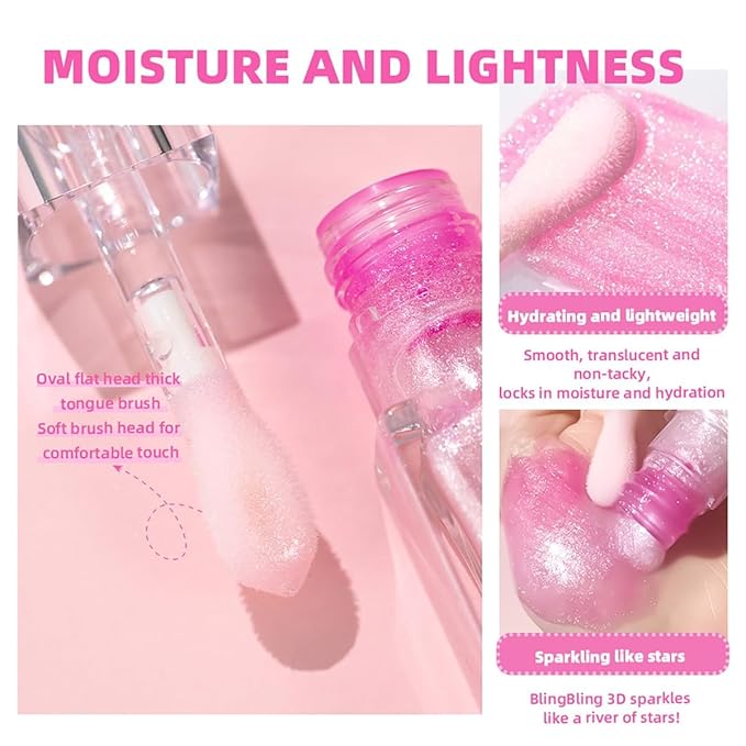 Magic Color Changing Lip Oil Ph, Glitter Lip Gloss, Upgraded Big Brush Head Moisturizing Long Lasting Nourishing Lip Glow Oil Non-Sticky Primer Lip Tint (# 05, 0.3 Oz)