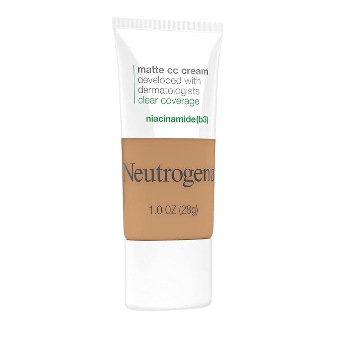 Neutrogena Clear Coverage Flawless Matte CC Cream, Full-Coverage Free, Butterscotch, 1 oz