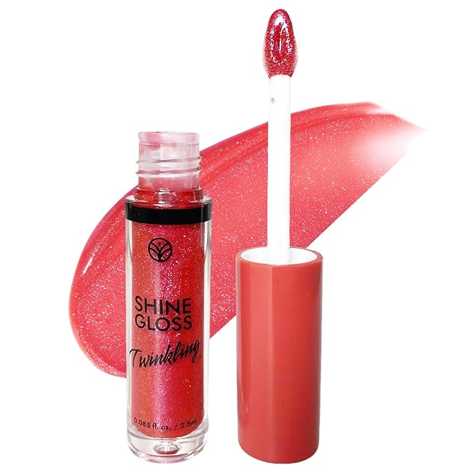 Red Lip Gloss Women Girls Plumping Lip Gloss Glitter Tinted Lip gloss Oil Plumper Hydrating Long Lasting Moisturizing Non Sticky Makeup lip gloss (08# Rose Red Shimmer)