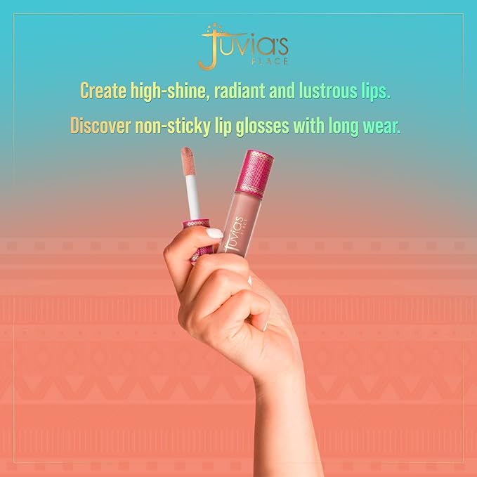 Juvia's Place Long Lasting Lip Gloss Reflect Barely There, Non-Sticky Luscious High Shine Glow, 16 oz, Light Neutral Beige, Smooth and Creamy