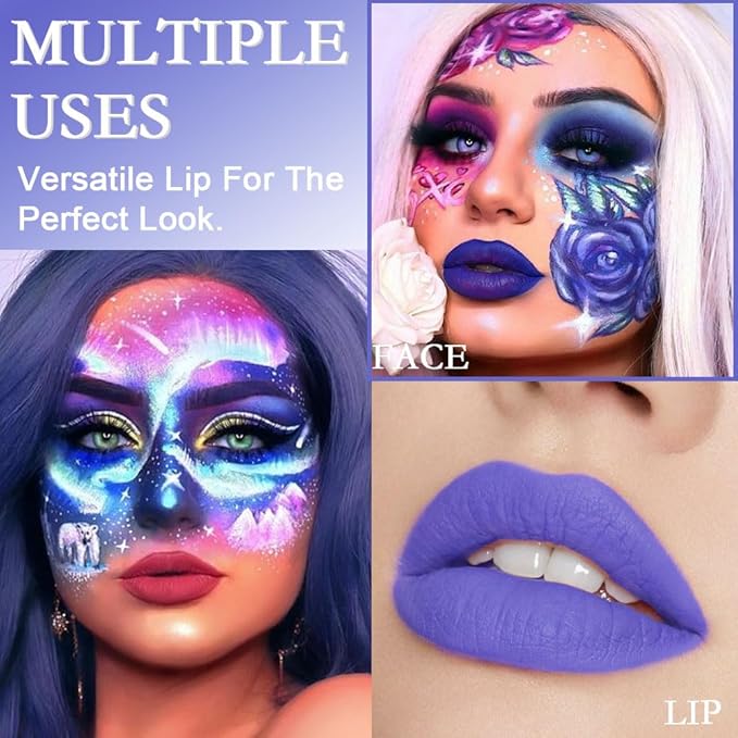 AMY'S DIARY Matte Plum Liquid Lipstick 5Pcs Sets,24-hour Lipstick Deep Purple Red Green Plum blue Lip Stain 24 Smudge Waterproof for Women (Set02)