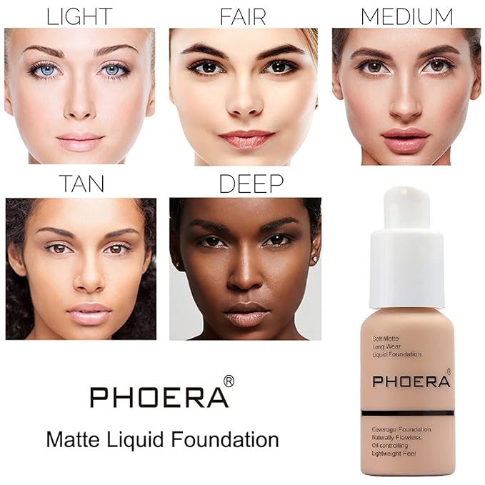 PHOERA Foundation, PHOERA Matte Liquid Foundation,PHOERA Makeup for (102- Nude*2) 30ml