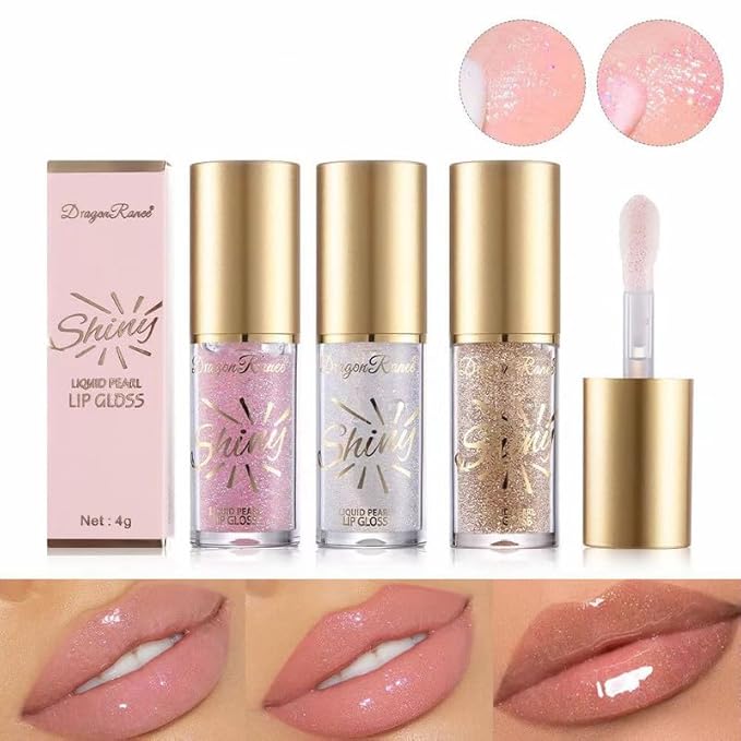 Glitter Lip Oil,Hydrating Tinted Lip Balm,Clear Glitter Lip Glitter