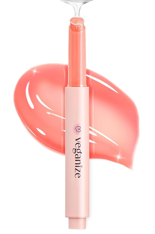SELF BEAUTY Veganize Collagen Lip Glass Balm | Hydrating Lip Balm in 9 Vibrant Colors | Moisturizing Lip Care Infused with Collagen Jelly Magic | No Animal Trial Lip Balm 0.06 oz (#4 Light Peach)