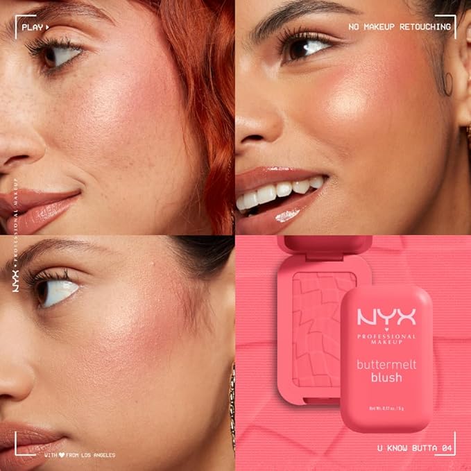 NYX PROFESSIONAL MAKEUP Buttermelt Powder Blush, Fade and Transfer-Resistant Blush, Up to 12HR Make Up Wear, Vegan Formula - U Know Butta