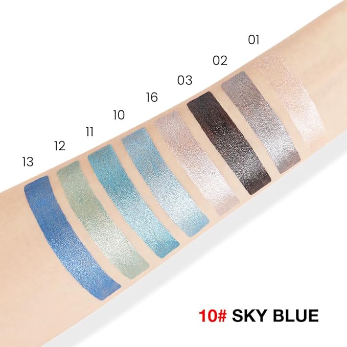 evpct Sky Blue Shimmer Cream Eye Shadow Brightener Sticks Set for Eyes, Blue Shimmery Matte Pencil Eye shadow Applicator Stick Pen Palette Makeup Waterproof sombras en crema para ojos 10#