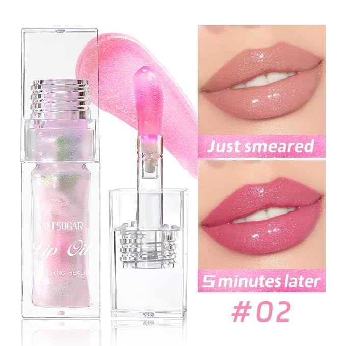 Magic Color Changing Lip Oil, Plumping Moisturizing Lip Gloss Oil, Long Lasting Nourishing Non-sticky Fresh Texture. (Pearlescent)