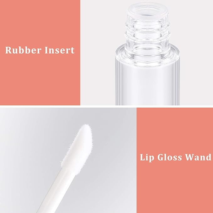 30 Piece Lip Gloss Tube 10 ml Empty Refillable Lip Balm Bottle Clear Plastic Gloss Container Reusable Lipstick Bottle with Rubber Insert for Lipstick(10 ml,Assorted Colors)