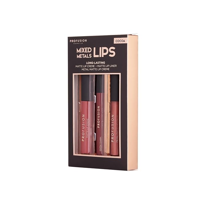 Profusion Cosmetics Mixed Metals Lips Set Cocoa -3.5oz -3.5oz
