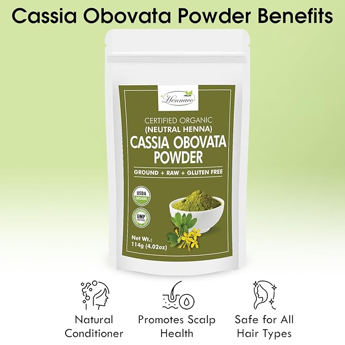 Organic Cassia Obovata Powder | Neutral Henna Powder (4 OZ) 114 G
