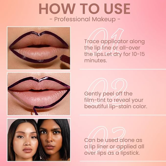 Matte Lip Gloss Stain-Peel Off Lip Liner Tattoo, Dark Brown Lip Tint，Long Lasting Peel Off Lip Stain, Waterproof Transfer-proof Lip Mask Lip Liner Peel Off Lip Gloss,Stayn Lip Makeup. #05