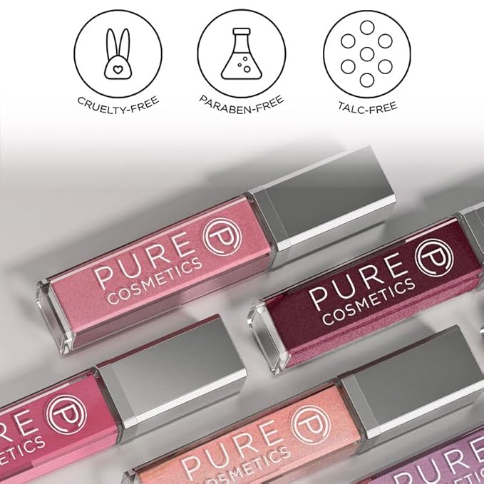 Pure Cosmetics Pure Illumination Lip Gloss - LED-lit Applicator w/Side Mirror - Non-Sticky, Moisturizing & Hydrating Lip Glosses - Soothes & Heals Dried Chapped Lips (In the Buff)