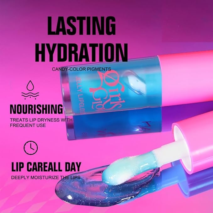 Jelly Cooling Hydrating Non-Sticky Lip Oil, Plumping Moisturizing Cooling