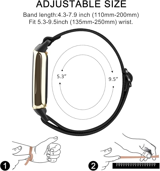 2 Pack Adjustable Elastic Bands for Fitbit Luxe Bands