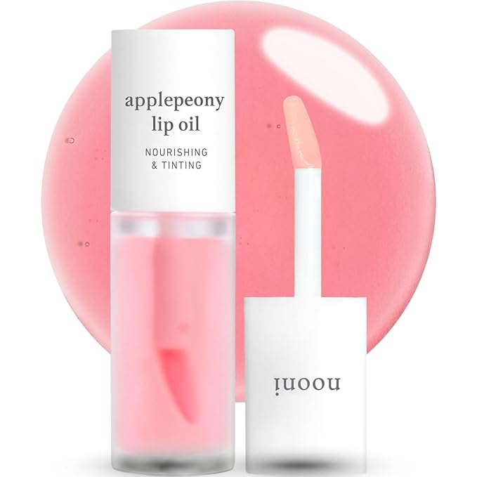 NOONI Korean Hydrating Lip Oil - Applepeony | Long-Lasting, Moisturizing, Plumping, Revitalizing for Dry Lips, Waterproof, No Peel Off, Hydrating, Nourishing Crystal Clear, 0.12 FL Oz