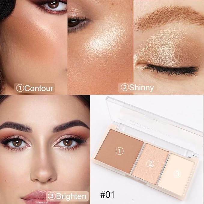 3 IN 1 Brown Nude Face Highlight Bronzer