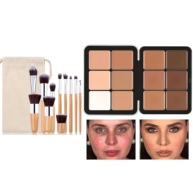 Makeup Cream Contour Palette with Makeup Brush, 12 to Dark