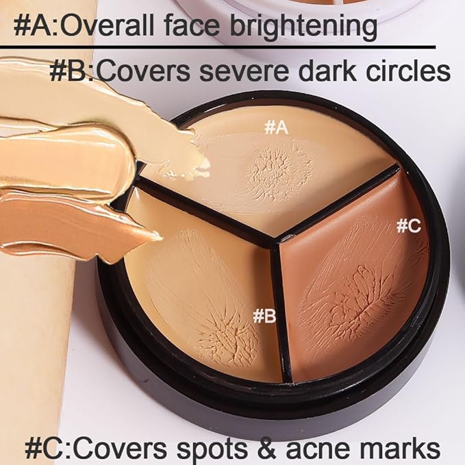 evpct 2pcs Tri-color Face Conceal Correct Cream Contour Covers Redness