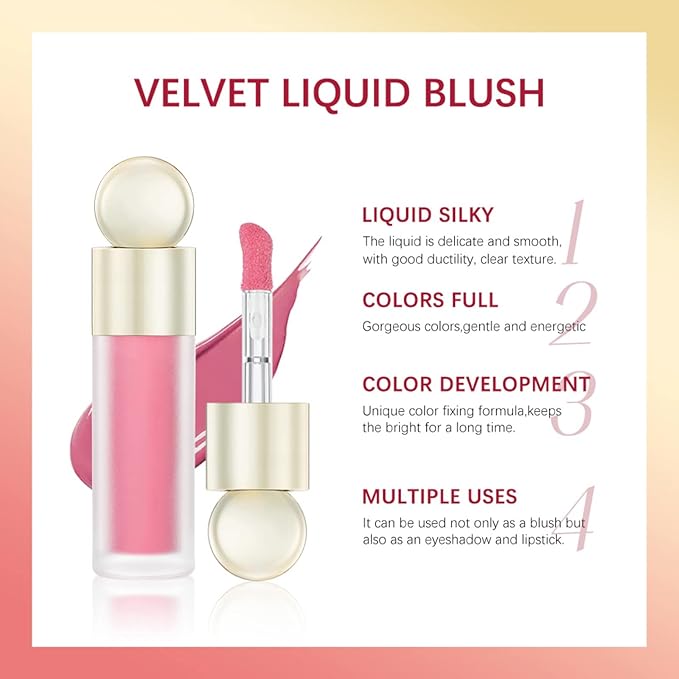Liquid Blush, Matte Liquid Cream Makeup Dual Use for Girl