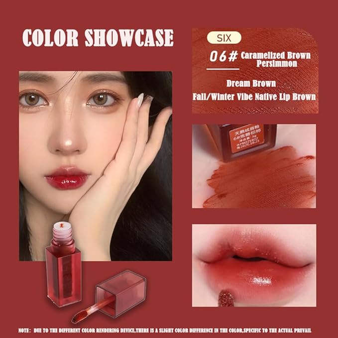 Smooth Luster Lip Glaze, Lightweight Moisturizing,High Impact Lip Color, Full Coverage Lip Makeup, Long Lasting Waterproof Moisturizer Lip Glaze (Caramel Brown Persimmon)